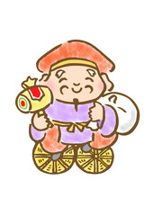 商売繁盛と財運の神・大黒天のキャラクターイラスト
