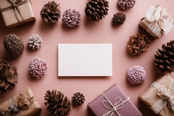 Festive Gift Arrangement On Pink Background