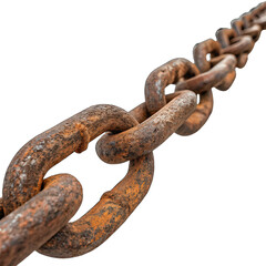 Obraz premium Close up of a vintage rusty steel chain isolated on a transparent background png antique metal link close-up png old chain texture png rustic iron chain detail png transparent background image