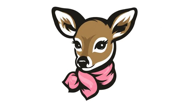 Cute deer head with pink scarf