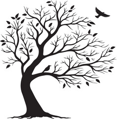 Obraz premium tree with no leaves silhouette vector illustration Ai generated