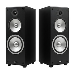 Black Audio Speakers Pair On Transparent Background