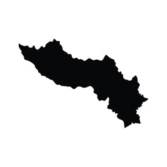 Black and White Vector Map of the  Italian Province of Cuneo, Piedmont Region.