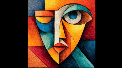 Colorful abstract geometric face art