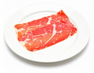 Spanish Jamón Ibérico Cured Ham on White Plate Isolated
