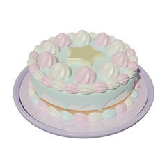 ３Dのカラフルクリームとお星様のケーキ⭐︎png