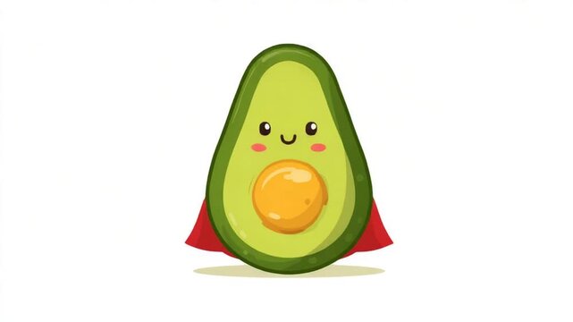 Cute avocado with superhero cape
