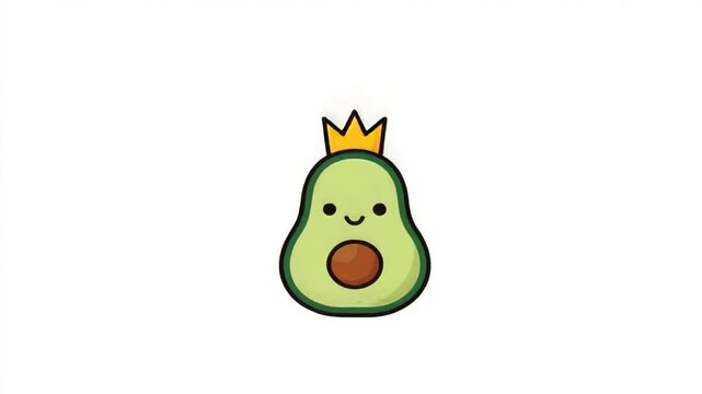 Cute cartoon avocado with a crown
