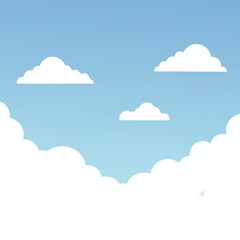 Blue sky with fluffy white clouds vector background fluffy clouds