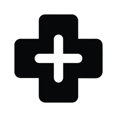 Obraz premium Bold Black Plus Sign Icon: Medical, Add, Positive, Healthcare Symbol