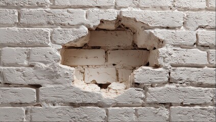 Damaged Brick Wall With A Hole