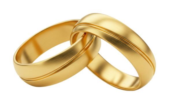 Golden wedding rings elegant jewelry studio setting romantic atmosphere concept isolated PNG
