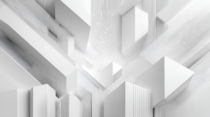Obraz premium Geometric clean and futuristic abstract in shades of white with linear design elements