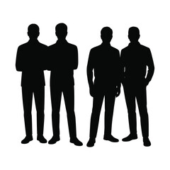 Four businessmen standing together in silhouette