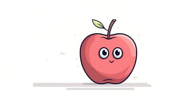 Cute cartoon apple with a worm