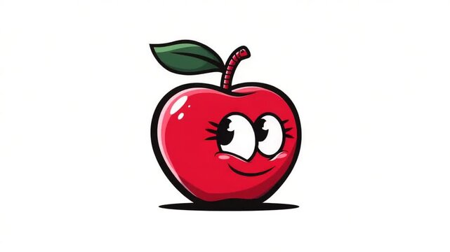 Cartoon apple with a happy expression