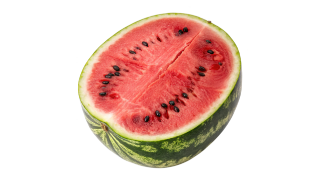half watermelon top view  isolated on transparent background	