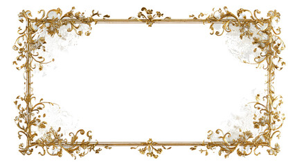 PNG gold rectangle frame isolated on white