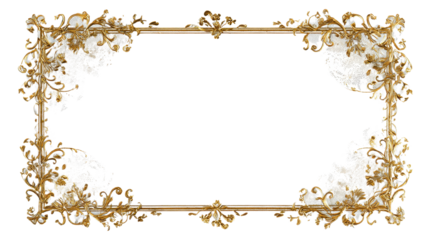 PNG gold rectangle frame isolated on white