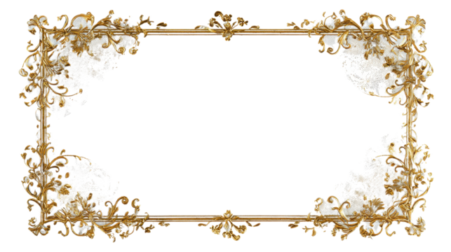 PNG gold rectangle frame isolated on white