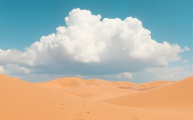Desert landscape with sand dunes and a dynamic cloudscape above on a sunny day. High quality