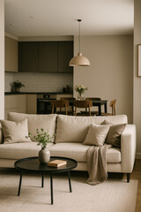 Fototapeta premium Cozy living room with modern design and natural elements