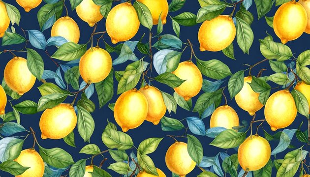 Watercolor lemon pattern