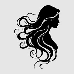 silhouette of a girl with long hair