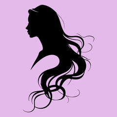 silhouette of a girl with long hair