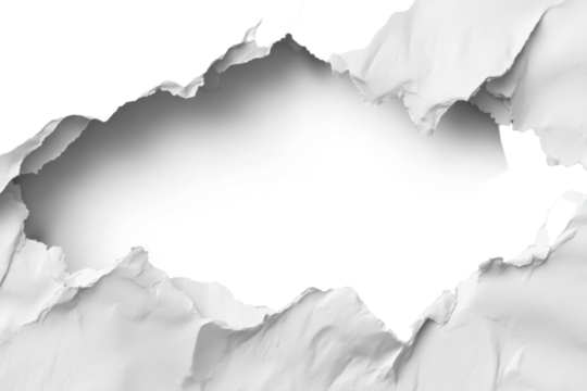 Realistic white torn paper with transparent background