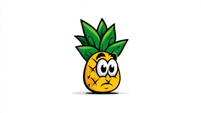 Cartoon pineapple with sad expression