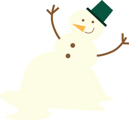 Melting Snowman Cartoon Illustration