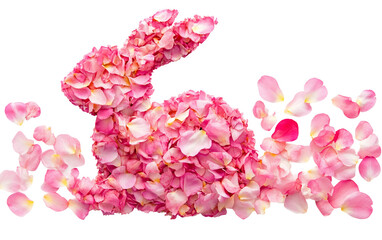 Fototapeta premium Adorable rabbit shape formed with colorful petals highlighting nature inspired design cultural tradition and joyful decorative artistry isolated on transparent background PNG
