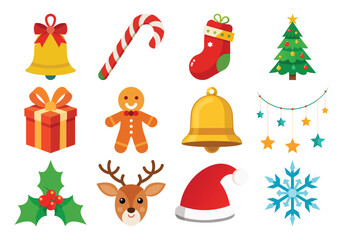 Festive Christmas Icons Collection Holiday Elements for Graphic Design and Decoration