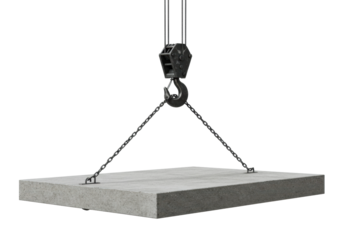 Concrete slab lift operation construction site industrial action urban environment ground heavy machinery concept isolated PNG