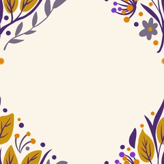 Obraz premium Autum Winter Pattern Background Illustration For Cover, Banner, Notes. Fall Winter Aesthetic Background. Plant And Flower Pattern Background.