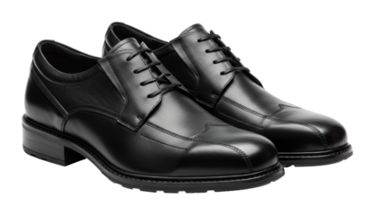 Elegant black dress shoes for formal occasions high-quality leather indoor showcase stylish isolated PNG