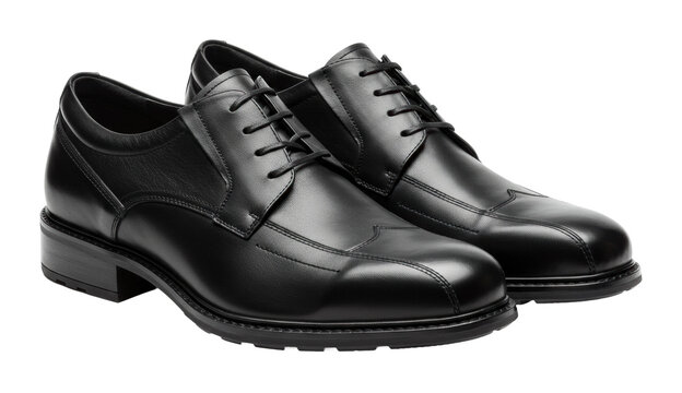Elegant black dress shoes for formal occasions high-quality leather indoor showcase stylish isolated PNG