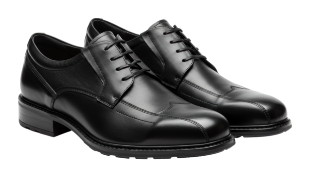 Elegant black dress shoes for formal occasions high-quality leather indoor showcase stylish isolated PNG