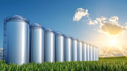 Fototapeta premium Engineers monitoring biomass anaerobic digestion system to optimize methane gas efficiency