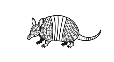 Armadillo Illustration: A detailed illustration of an armadillo, showcasing its unique armored shell, capturing the essence of its intriguing form.