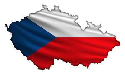 Obraz premium Flag Czech Republic in the form of a map