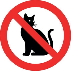 No black cat symbol forbidden sign