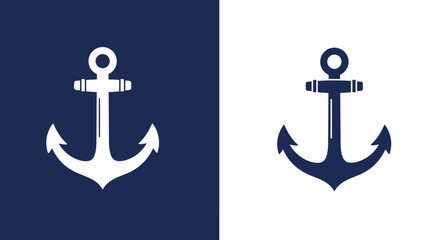 Minimalist anchor design split between dark and light backgrounds, showcasing nautical themes