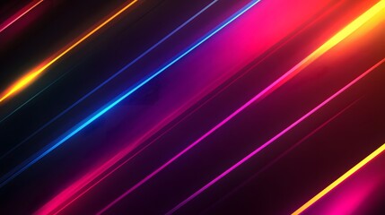 Diagonal neon lines of vibrant colors create a striking abstract design.