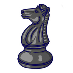 Black Knight Chess Piece On transparent Background