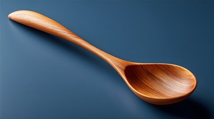 Elegant Wooden Spoon on a Smooth Surface in a Minimalist Kitchen Setting