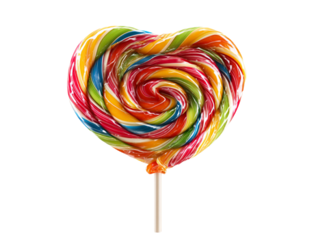 Colorful heart lollipop transparent background