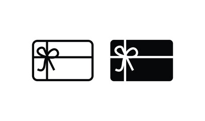 Gift card icons showing white outline and black silhouette with bows
