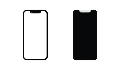 Two modern smartphone outlines one with a white screen and one with a black screen